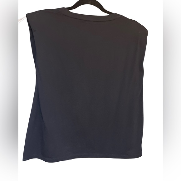 Tahari Black Sleeveless Tee with Shoulder Pads Size Large - Picture 4 of 7